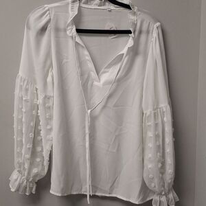 White Puffy Sleeve Blouse